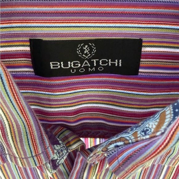 Men's Bugatchi Striped Shirt - Multicolor—Size Large - Picture 4 of 4